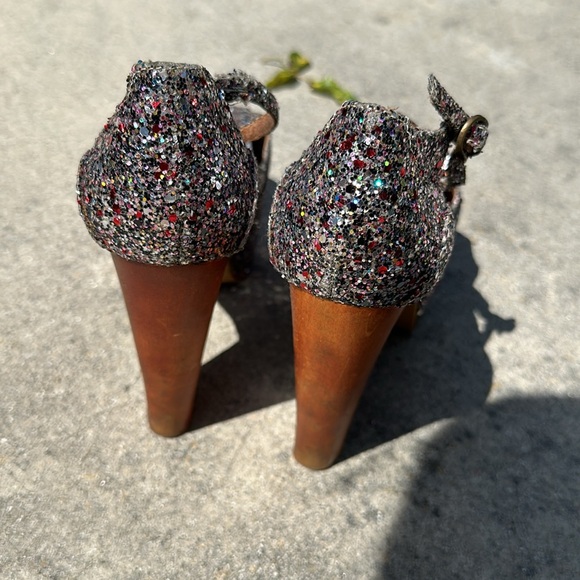 Jeffrey Campbell Foxy Wood Multiglitter Platform Sandals - Picture 2 of 9